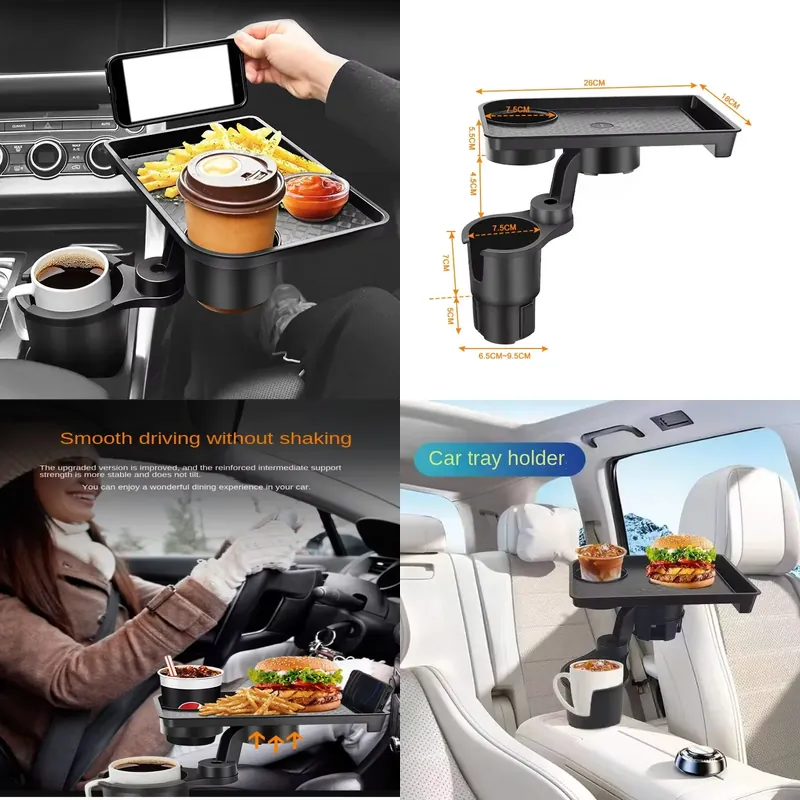 Food Snacks Drinks - Portabicchieri per Auto Multifunzione con Vassoio