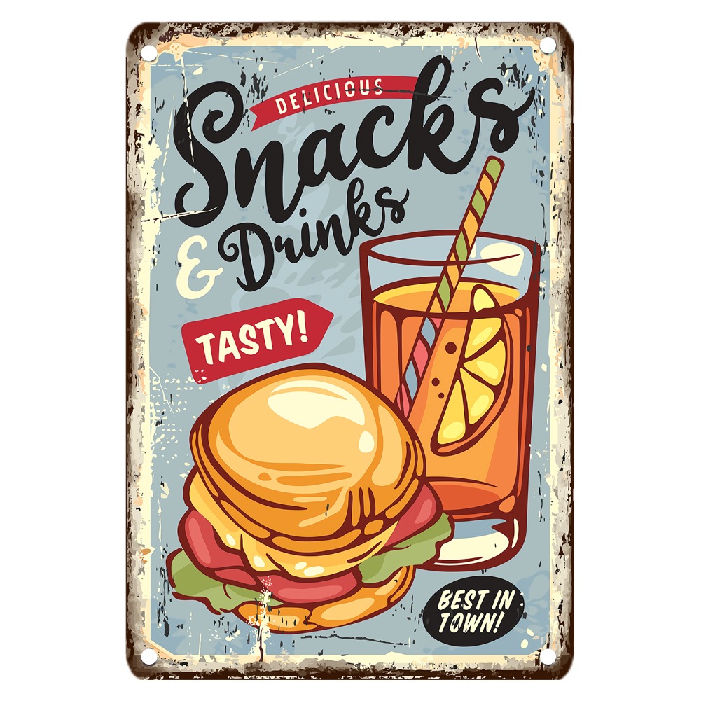 Targa in metallo per alimenti  - Food Snacks Drinks recensione e prezzo